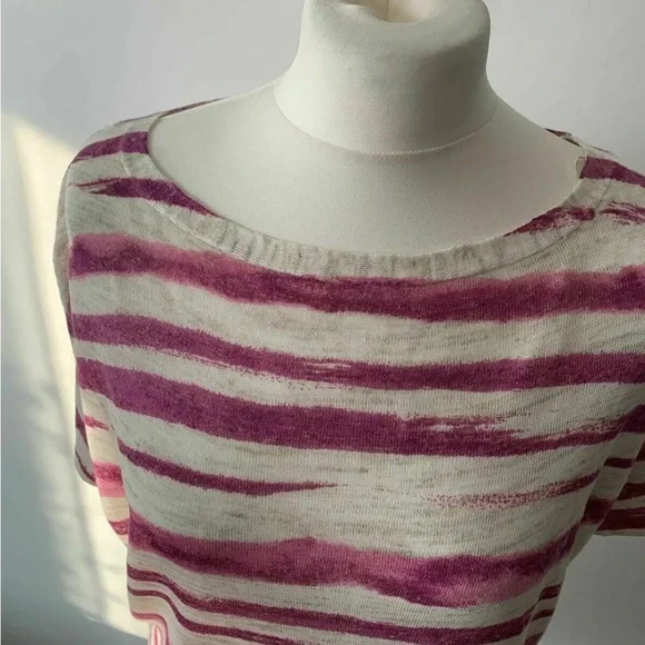 Monsoon Linen Blend Knit Top Pink And Beige Size Small - Picture 4 of 9